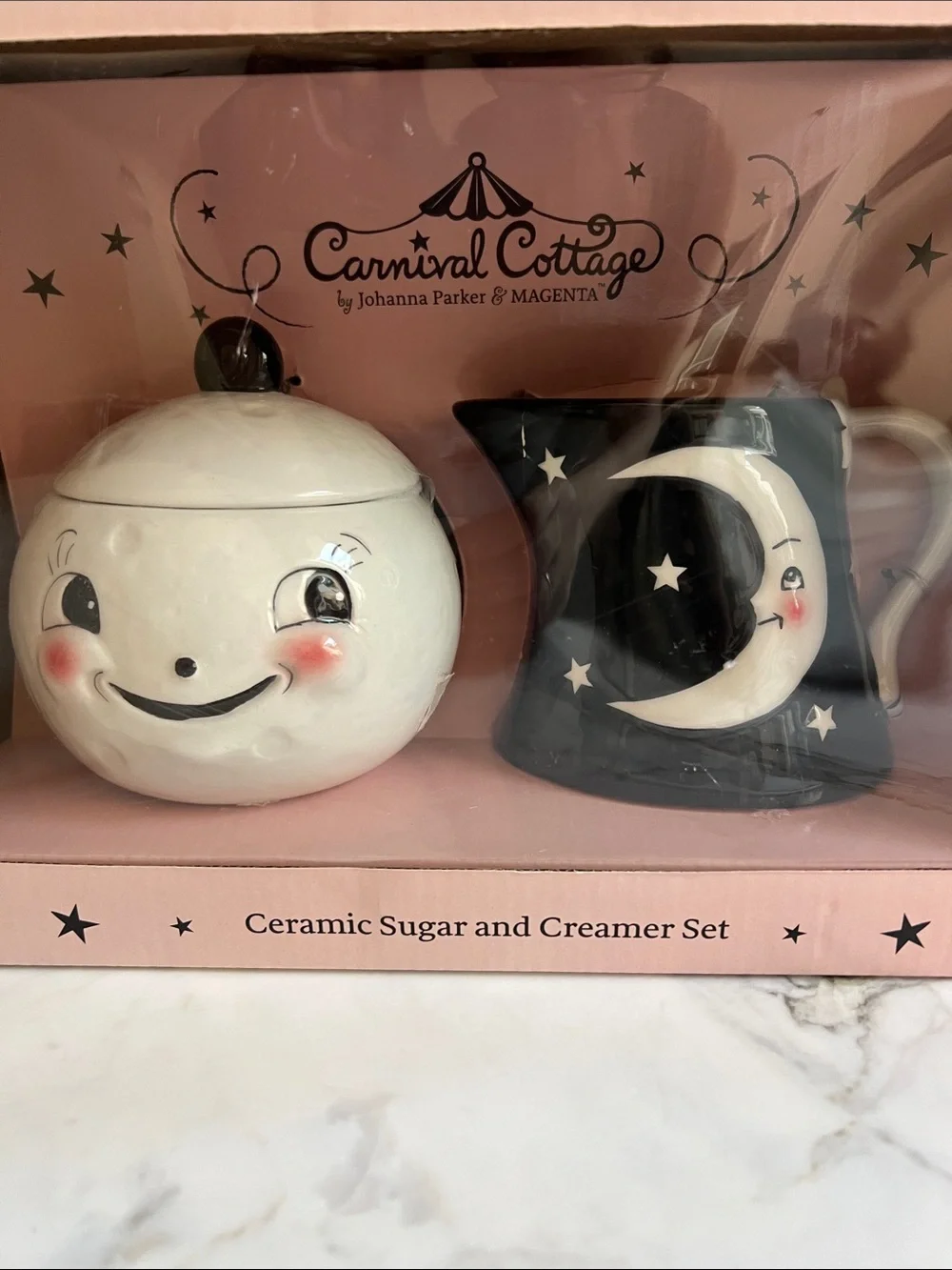 Johanna Parker Laughing Luna Ceramic Cream and Sugar Moon Set